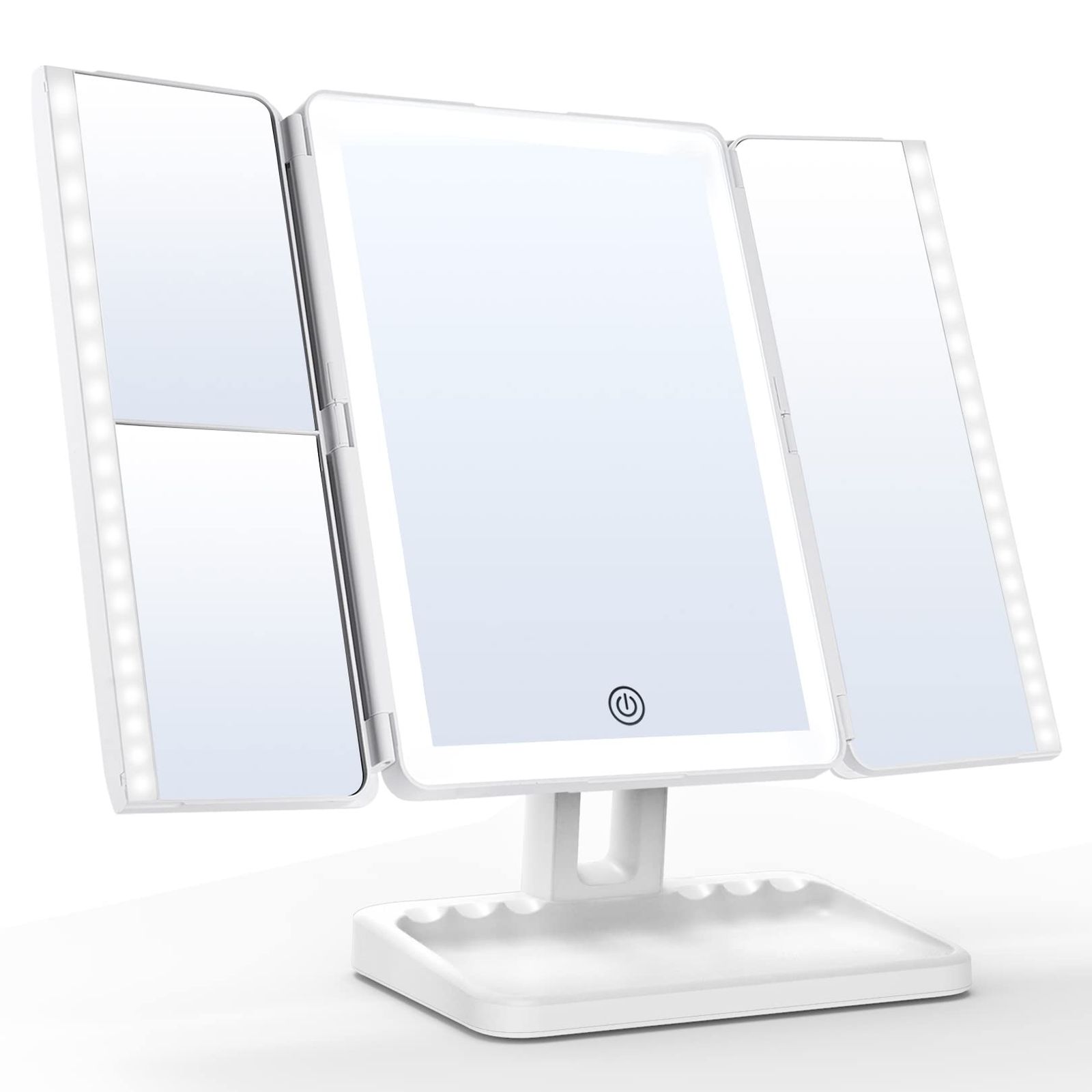 ☆新品☆FASCINATE 女優ミラー 卓上 ライト付き 化粧鏡 led 充電式 三光色調整可能 タッチ式 明るさ無段階調節 おしゃれ (ホワイト) 6acea201
