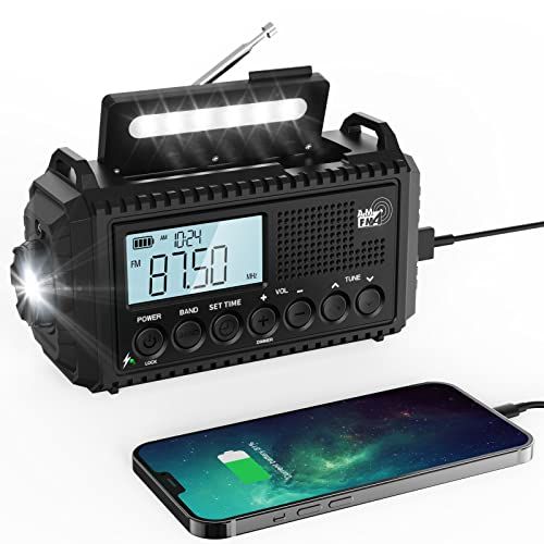 Mesqool 防災ラジオ ソーラー多機能ラジオ 手回し 懐中電灯 読書ランプ付 SW/AM/FMラジオ (FM76.00Mhz - 108MHz) SOSアラート付き小型ラジオ スマホに充電可能な防災ライト 屋外で使えるポータブルラジオ 手 23a91c16