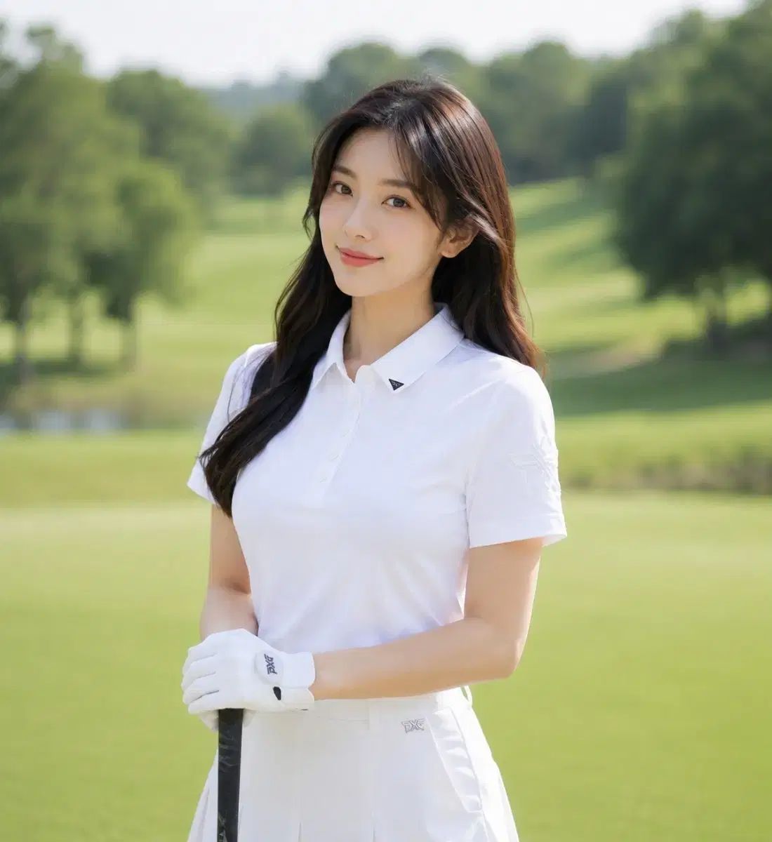 PXG レディース ロング プラケット 半袖 ピケ ポロ Tシャツ 90
