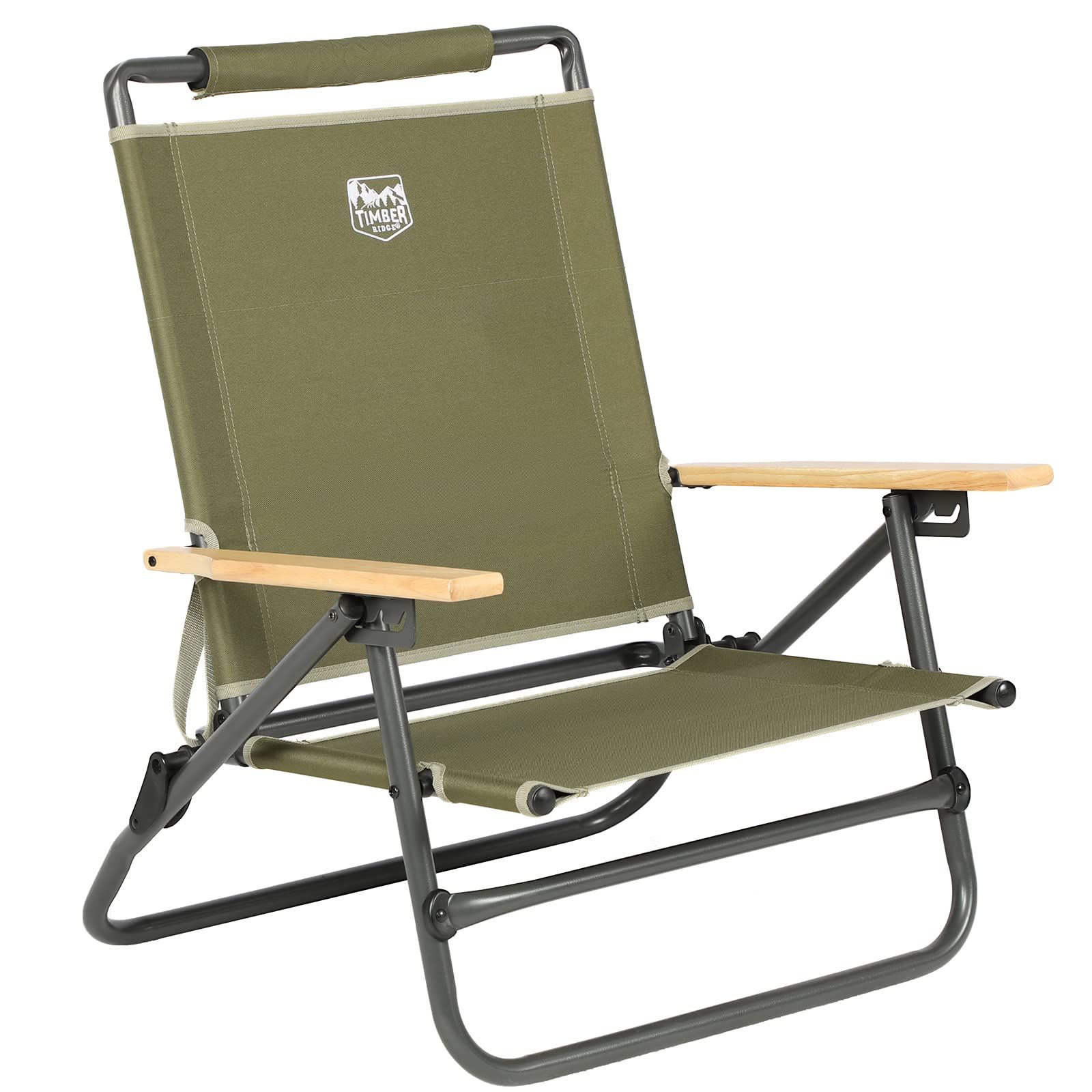 TIMBER RIDGE アウトドアチェア あぐらチェア 折り畳み 3段リクライニング 耐荷重150kg 重量3.9kg キャンプ ローチェア ソロ 椅子 木制肘掛 釣り バーベキューp c7e4abfd
