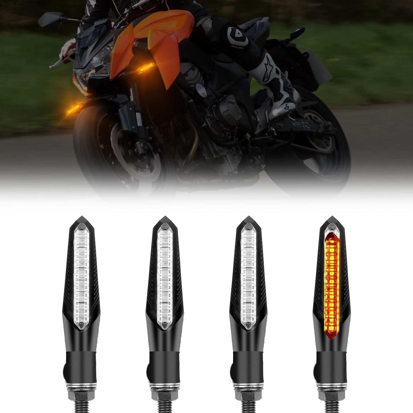 Gempro バイク 点滅ウインカー M8ネジ ledウインカー 純正バイク ヤマハ スズキＶストローム 250cc 2013年式対応 YAMAHA 車検 12V 汎用 防水 アンバー 高輝度 前後左右通用 4個セットクリアレンズ
