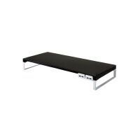 机上台(幅590mm)USB3.0ハブ付 黒 材質:スチール 組立式(工具付き) A7334-24【リヒトラブ】
