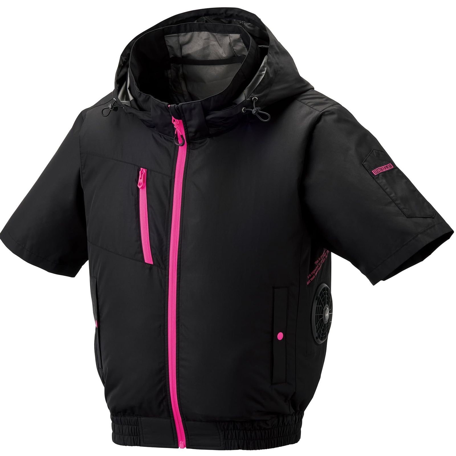 [武蔵野ユニフォーム] アタックベース 空調風神服チタンフード半袖 8845 単品 極涼 立ち襟 高衿 ストラップ付き<026-8845-ス>(11-ﾌﾞﾗｯｸ LL) [11-ﾌﾞﾗｯｸ] [LL]