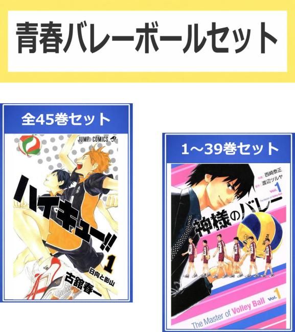 青春バレーボールセット(84冊セット)ハイキュー!! 全 45 巻 + 神様のバレー 第 1～39 巻【全巻セット コミック・本 中古 Comic】レンタル落