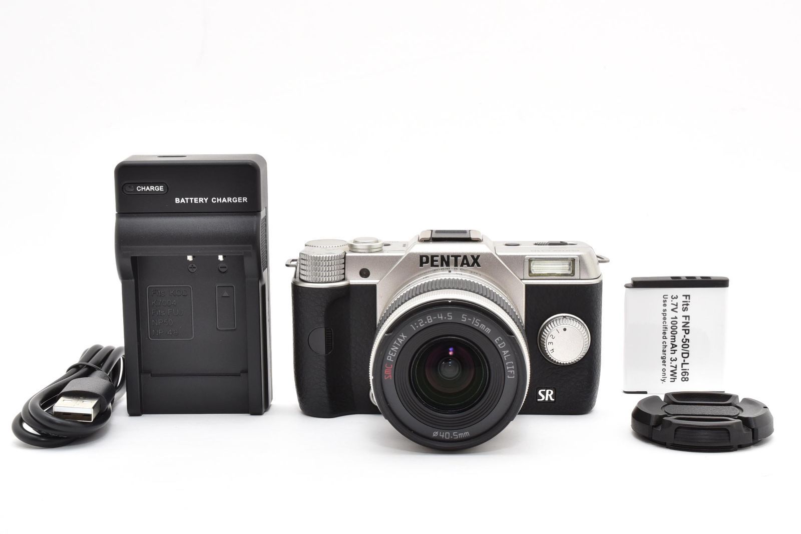 ★美品★ ★ショット数468回★ ペンタックス PENTAX Q10 シルバー + smc 5-15mm F2.8-4.5 充電器付き ARYM6003 #21