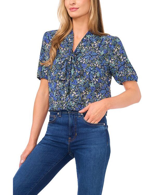 セセ レディース トップス シャツ CeCe Tie Neck Short Sleeve Top Classic Navy ネイビー