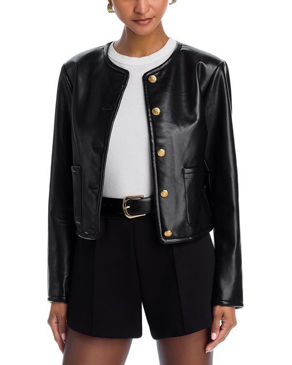 アクア レディース アウター ジャケット・ブルゾン レザー フェイクレザー AQUA Faux Leather Jacket Exclusive Black ブラック