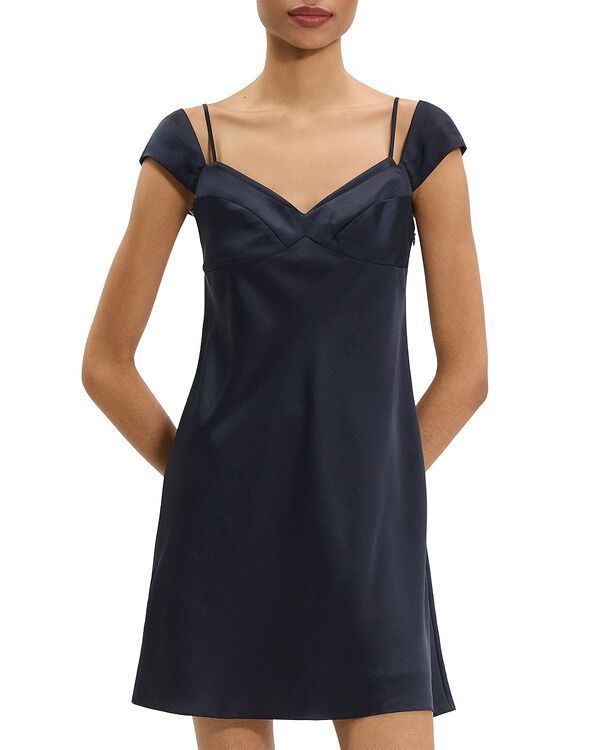 セオリー レディース トップス ワンピース Theory Short Sleeve Peek Cami Dress Nocturnal Navy ネイビー