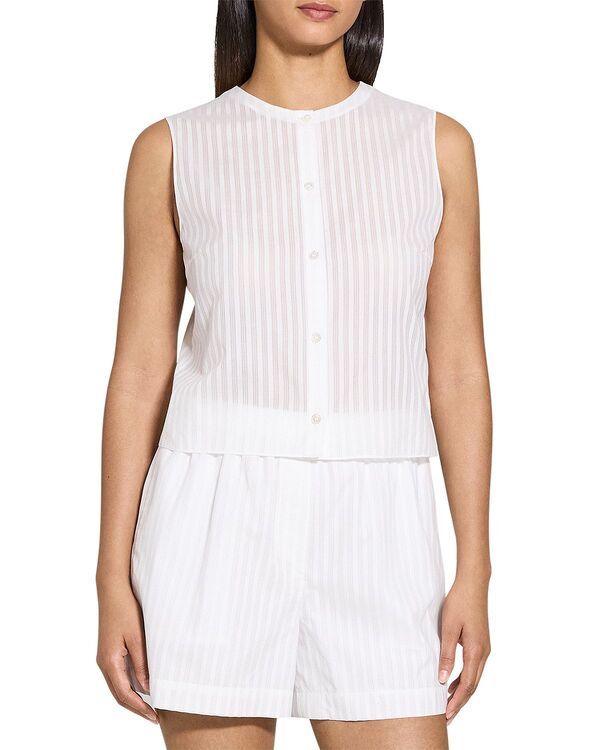 セオリー レディース トップス シャツ クロップド Theory Cropped Shirt White ホワイト