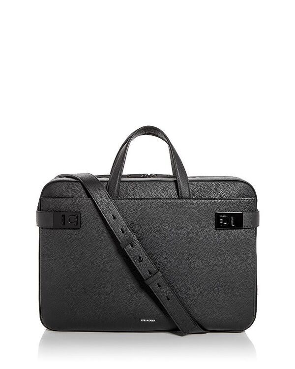 フェラガモ メンズ バッグ ビジネス系 レザー Ferragamo Gancini Leather Briefcase Nero