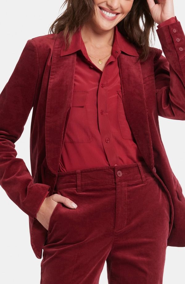 エヌワイディージェイ レディース アウター ジャケット・ブルゾン Tシャツ ベルベット NYDJ Velveteen Tuxedo Jacket Wild Currant