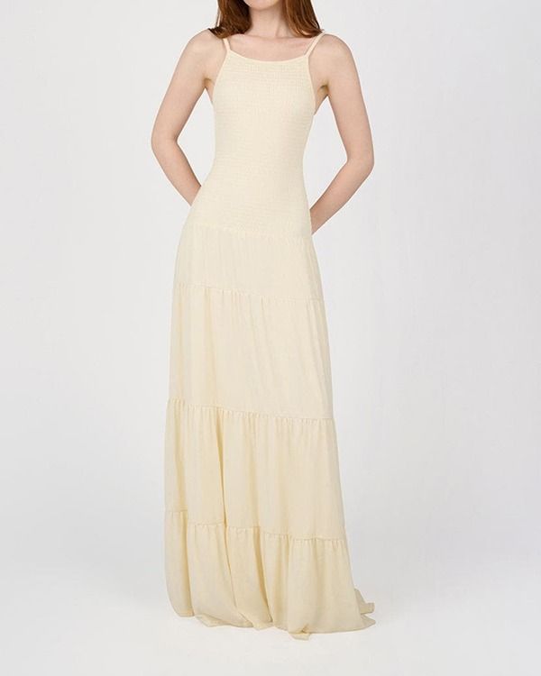 ウィ ウォー ワット レディース トップス ワンピース シャーリング マキシ WeWoreWhat Smockedrop Waist Maxi Dress Ivory アイボリー 36,920円