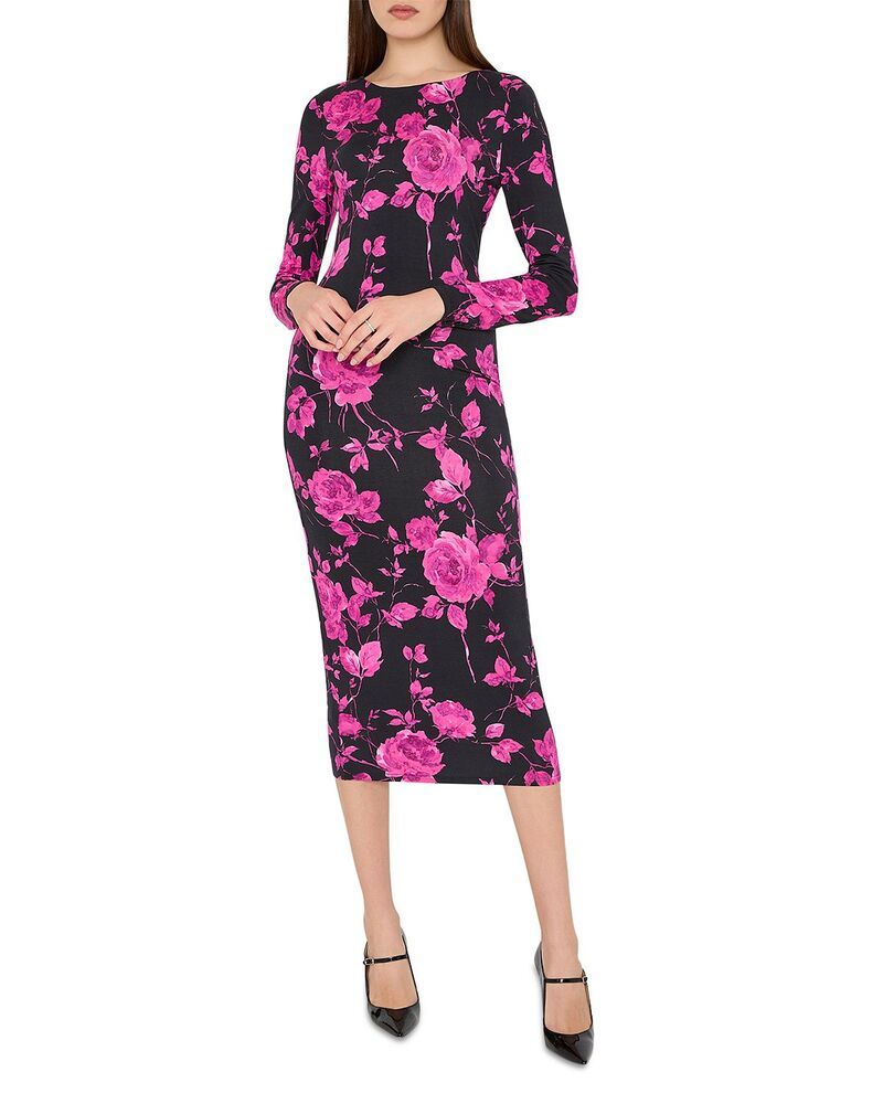 ミリー レディース トップス ワンピース フラワー柄 ミディ フラワー MILLY Floral Midi Dress Blackpink ブラック