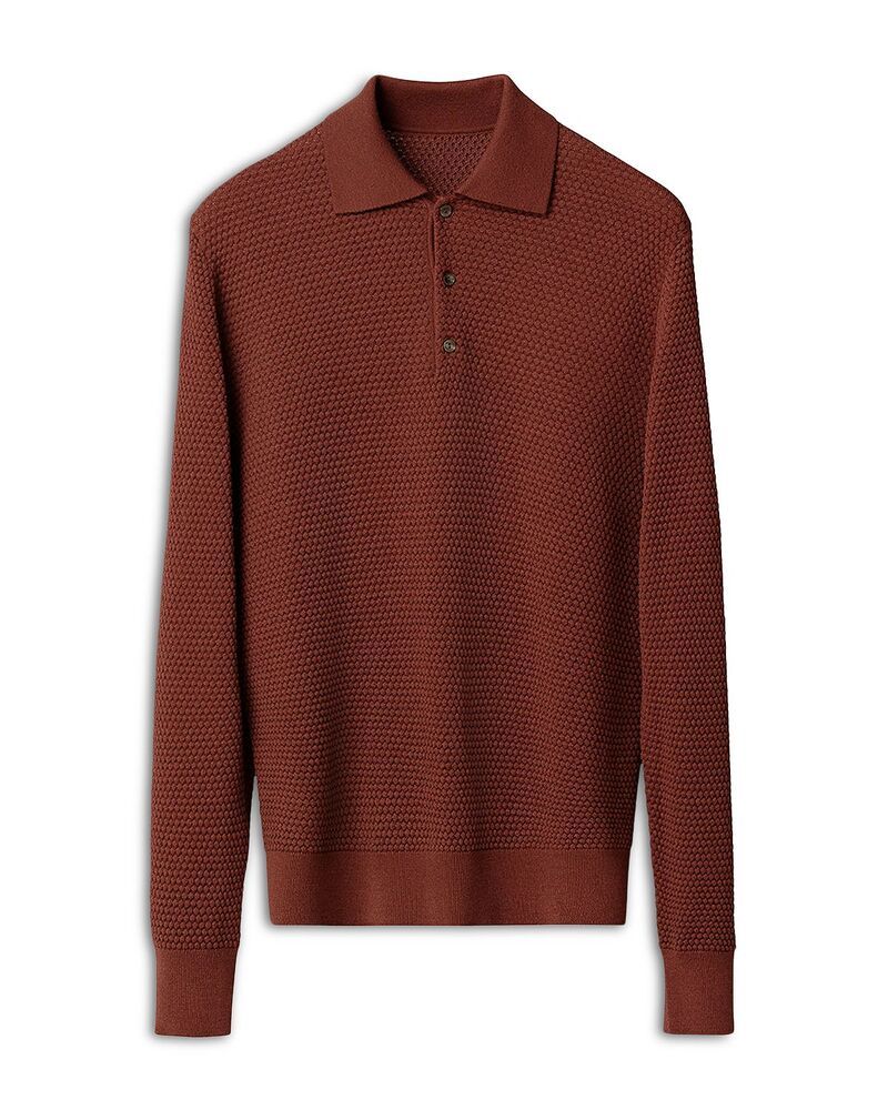 エトン メンズ アウター ニット・セーター ポロシャツ Eton Merino Popcorn Stitch Polo Sweatered レッド