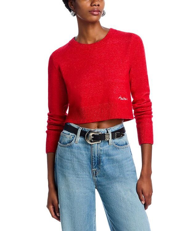 サンク ア セプト レディース アウター ニット・セーター クルーネック セーター クロップド Cinq a Sept Cropped Crewneck Sweater Candy Apple