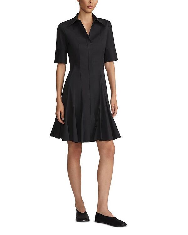 ラファイエットワンフォーエイト レディース トップス シャツワンピース Lafayette 148 New York Godet Peplum Shirt Dress Black ブラック