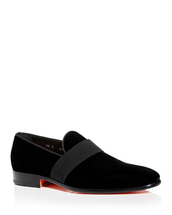 サントーニ メンズ シューズ スリッポン・ローファー ベルベット ローファー Santoni Mens IsomerVlun01 Velvet Slip On Formal Loafers Black ブラック