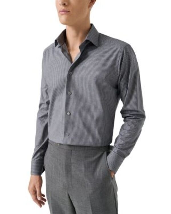 エトン メンズ トップス シャツ スリムフィット Eton Slim Fit Button Frontwill Shirt Dark Grey グレー