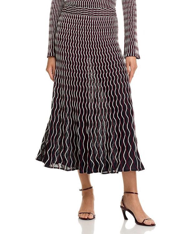 シムカイ レディース ボトムス スカート SIMKHAI Aliza Wavy Striped Skirt Cranberry Multi マルチカラー
