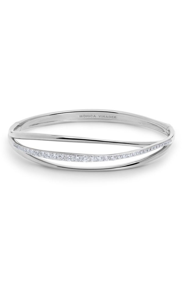 モニカヴィナダー レディース アクセサリー ブレスレット・バングル・アンクレット Monica Vinader Nura LabCreatediamond Pav Wrap Bangle Bracelet Sterling Silver Lab Dia シルバ