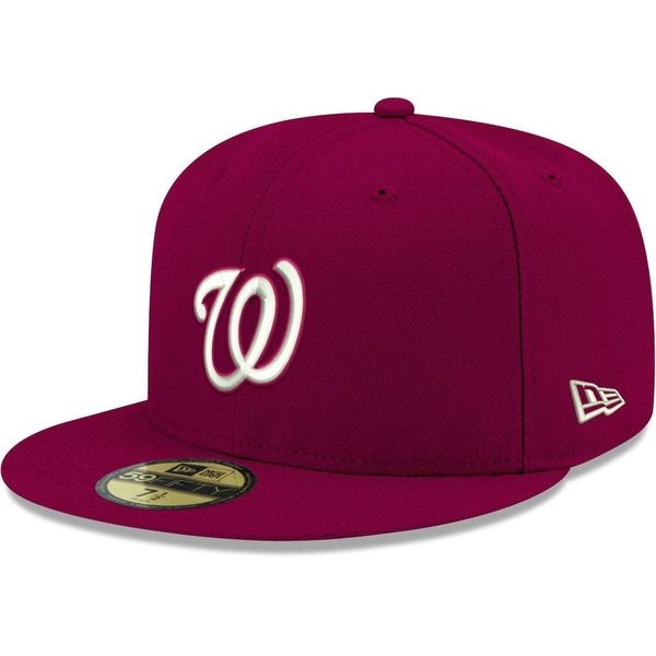 ニューエラ メンズ アクセサリー 帽子 ロゴ Mens New Era Cardinal Washingtonationals White Logo 59FIFTY Fitted Hat Cardinal ホワイト