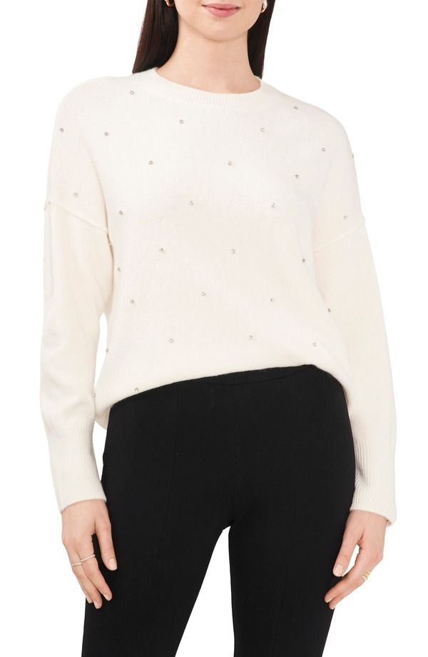 チャウス レディース アウター パーカー・スウェット クルーネック セーター Chaus Rhinestone Cozy Crewneck Sweater Antique White ホワイト 17,486円