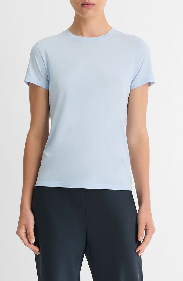 ヴィンス レディース トップス Tシャツ クルーネック コットン Vincessential Crewneck Pima Cotton TShirt Porcelain Blue ブルー