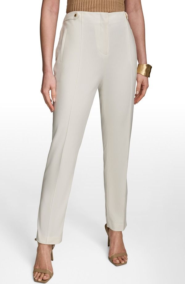 ダナ キャラン ニューヨーク レディース ボトムス デニムパンツ ストレート Donna Karanew York Tab Straight Leg Pants Cream クリーム