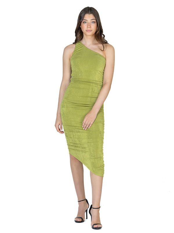 24 セブンコンフォート レディース トップス ワンピース ギャザー 24seven Comfort Apparel Womens One Shoulderuched Bodycon Dress Avocado