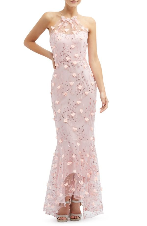 ドレッシーコレクション レディース トップス ワンピースパンコール 刺繍 Dessy Collection Sequin Embroidered HighLow Gown Rose