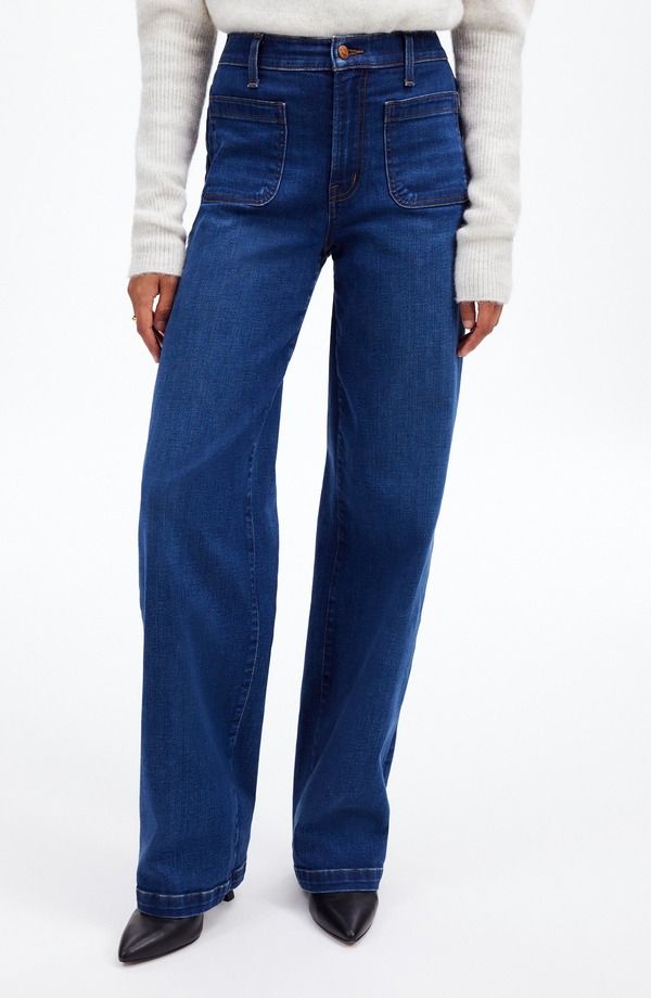 メイドウェル レディース ボトムス デニムパンツ ワイドレッグ ハイウエスト ジーンズ Madewell Themmett Patch Pocket High Waist Wide Leg Jeans Allentown Wash