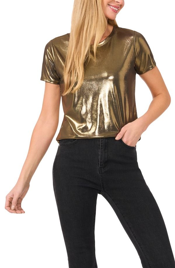セセ レディース トップス Tシャツ トール CeCe Metallic Shine TShirt Gold Rush ゴールド