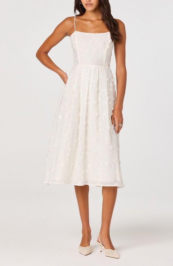アストール レディース トップス ワンピース フラワー柄 ミディ フラワー ASTR the Label Avani Floral Appliqu Fit Flare Midi Dress Cream クリーム 30,420円