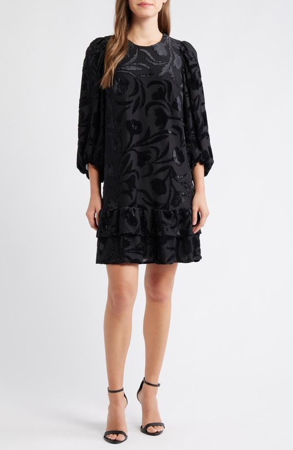 アンクライン レディース トップス ワンピース ティアード フラワー柄 ミニ トール フラワー Anne Klein Metallic Floral Tiered Minidress Anne Black ブラック 27,170円