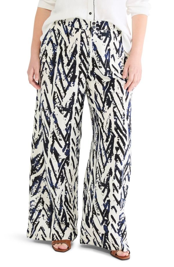 ニックプラスゾーイ レディース ボトムス レギンス ワイドレッグ パンツ リネン NICZOE Indigo Crosshatch Linen Blend Wide Leg Pants Indigo Multi インディゴ
