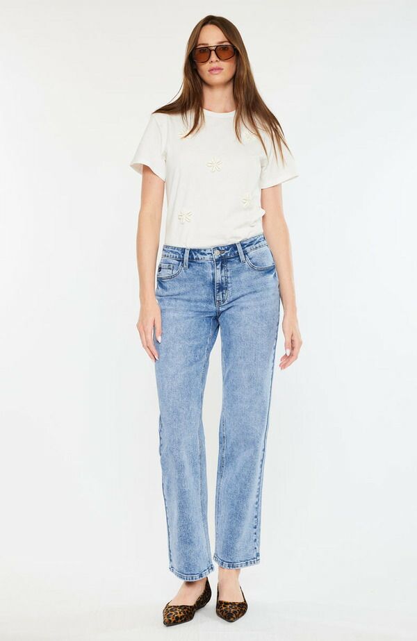 カンクン レディース ボトムス デニムパンツ ジーンズ KanCan Tamia Essentials Mid Rise True Straight Jeans Medium Wash