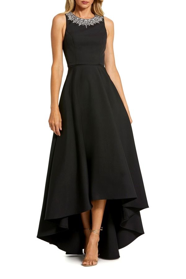 マックダガル レディース トップス ワンピース クレープ Mac Duggal Crepembellished Neck High Low Gown Black ブラック