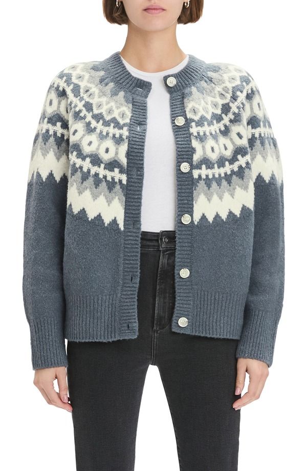 フェイバリット ドーター レディース アウター パーカー・スウェット ウール カーディガン Favorite Daughter The Snowed In Fair Isle Merino Wool Cashmere Blend Cardigan Charco