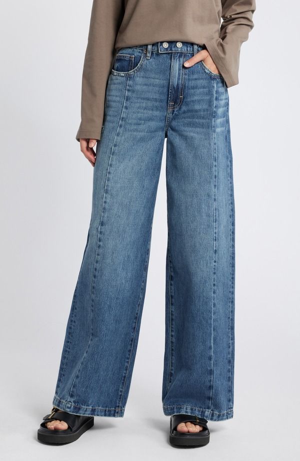 ヒドゥン ジーンズ レディース ボトムス デニムパンツ ワイドレッグ HIDDEN JEANSeamed Wide Leg Jeans Medium Wash