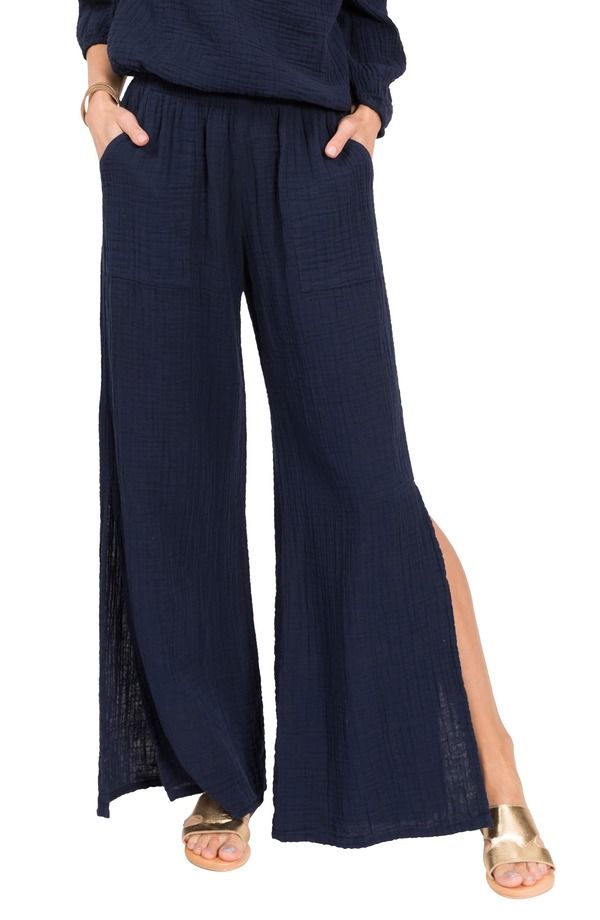エブリデイ リチュアル レディース ボトムス レギンス パンツ Everyday Ritual Riley Gauze Split Hem Pants Navy ネイビー 28,470円