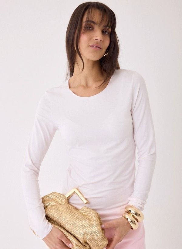 マジェスティック レディース トップス Tシャツ Majestic Filaturesoftouch Long Sleeve Merrow Edge Boatneck TShirt Blanc