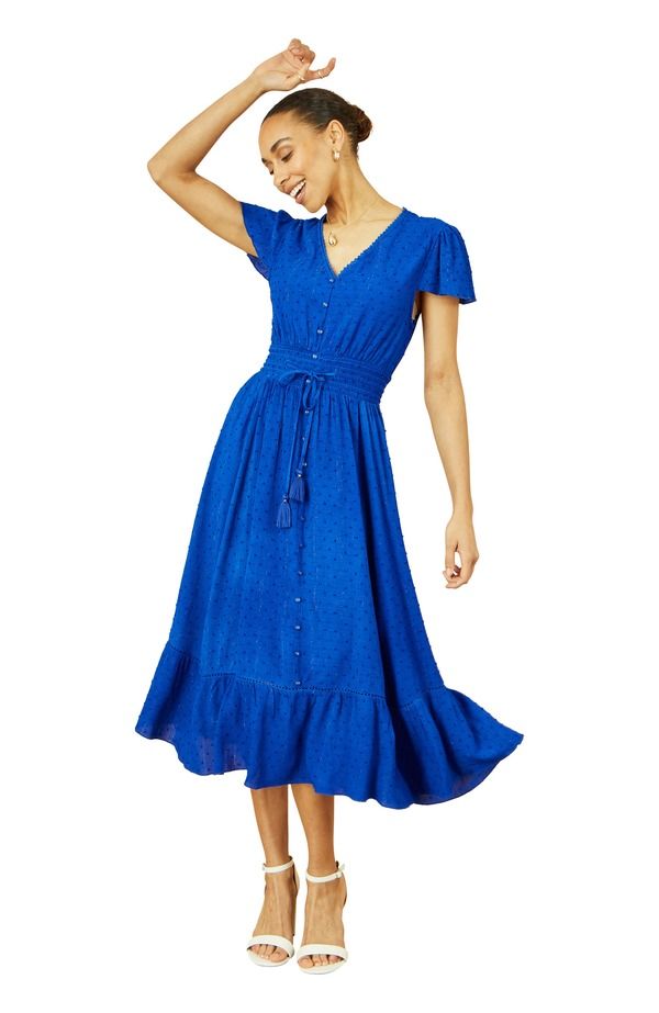 ユミキム レディース トップス ワンピース ミディ Yumi Button Detail Midi Dress Blue ブルー