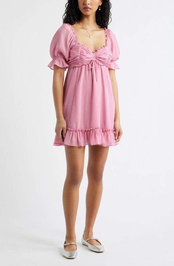 ビーピー レディース トップス ワンピース シフォン ミニ BP Chiffon Babydoll Minidress Pink Vacation ピンク