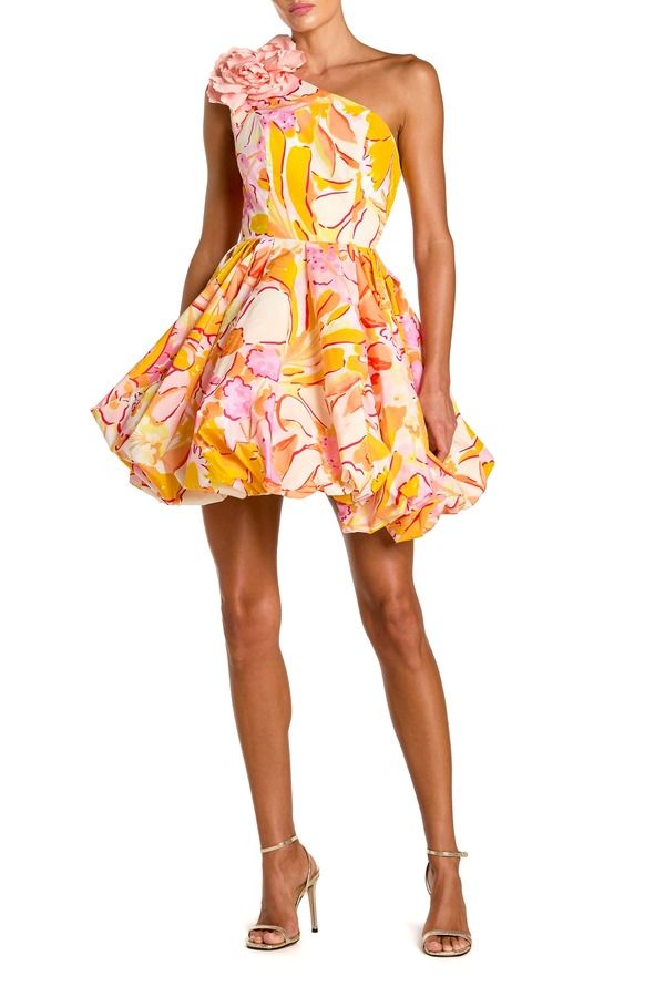 マックダガル レディース トップス ワンピース フラワー柄 ミニ フラワー Mac Duggal Floral One Shoulder Bubble Hem Faille Mini Dressunshine Multi マルチカラー