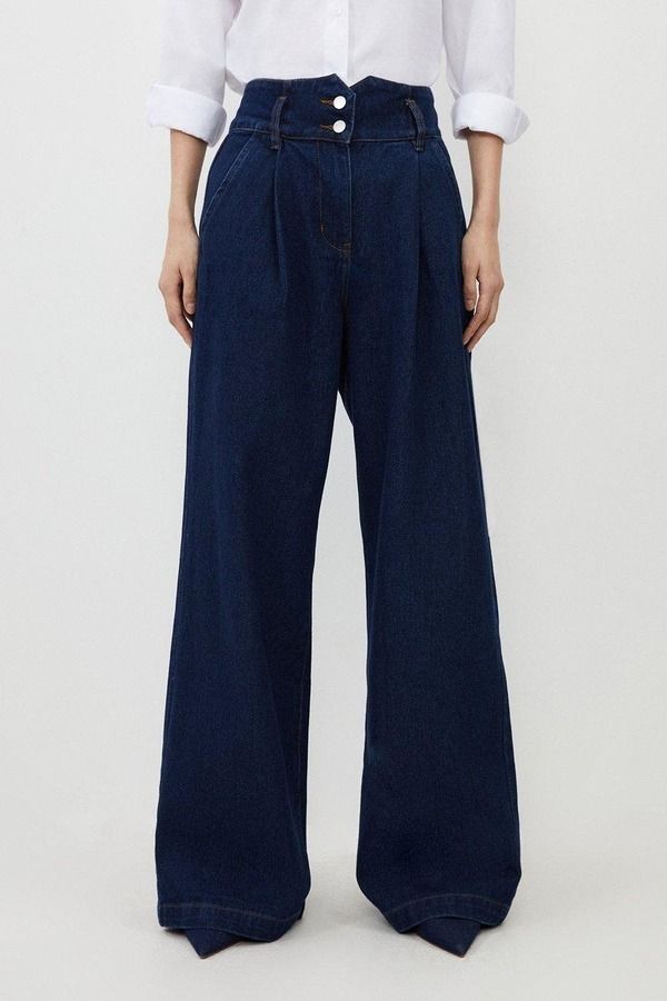 カレンミレン レディース ボトムス デニムパンツ ワイドレッグ プチ Karen Millen Petite Denim Wide Leg Pants Indigo インディゴ 34,320円