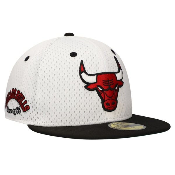 ニューエラ メンズ アクセサリー 帽子 Mens New Era WhiteBlack Chicago Bulls Throwback 2Tone 59FIFTY Fitted Hat White ホワイト