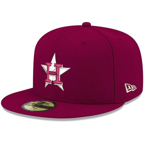 ニューエラ メンズ アクセサリー 帽子 ロゴ Mens New Era Cardinal Houston Astros White Logo 59FIFTY Fitted Hat Cardinal ホワイト