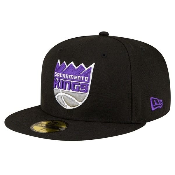 ニューエラ メンズ アクセサリー 帽子 Mens New Era Black Sacramento Kings 59FIFTY Fitted Hat Black ブラック