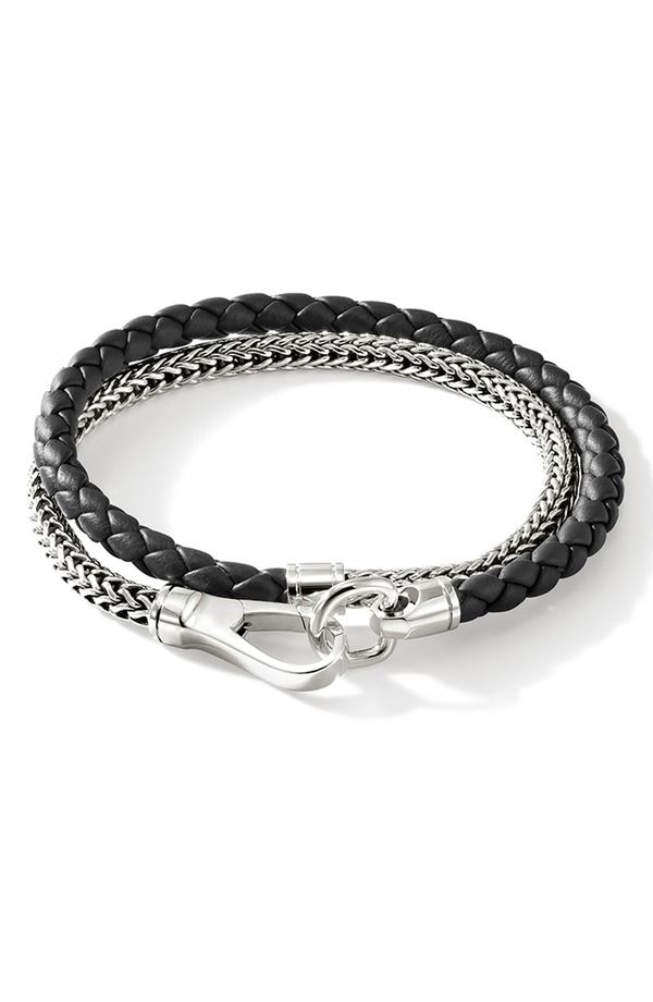 ジョン・ハーディー メンズ アクセサリー ブレスレット・バングル・アンクレット レザー John Hardy Double Wrap Silver Leather 45mm Silver シルバー