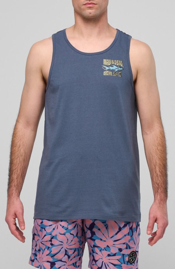 マウイアンドサン メンズ トップス シャツ グラフィック Maui Sons Biting Edge Graphic Tank Indigo インディゴ